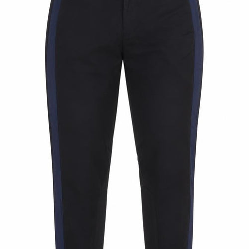 NÜMPH Women’s Black Navy Contrast Stripe Tapered Dress Trousers UK 10