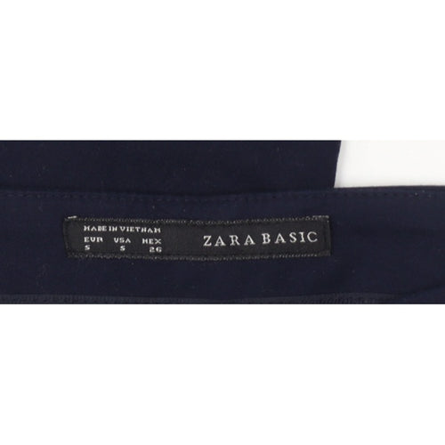 Zara Basic Women Blue S Bootcut Dress Trousers Zip Pockets