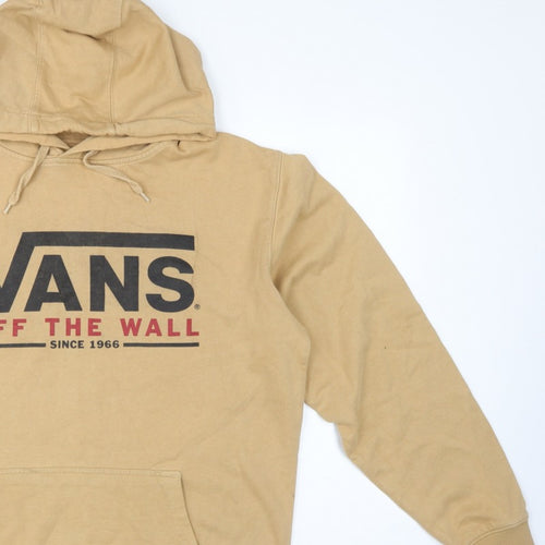Vans Men’s Beige M Pullover Hoodie Logo Graphic Print Fleece