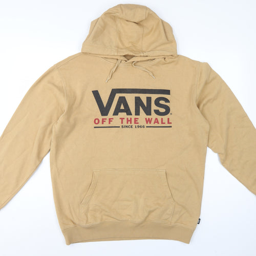 Vans Men’s Beige M Pullover Hoodie Logo Graphic Print Fleece