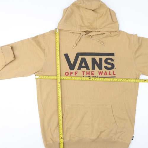 Vans Men’s Beige M Pullover Hoodie Logo Graphic Print Fleece