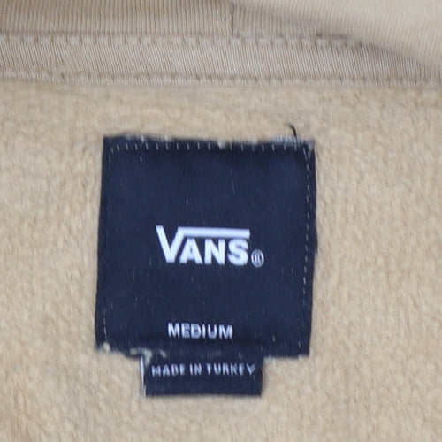 Vans Men’s Beige M Pullover Hoodie Logo Graphic Print Fleece