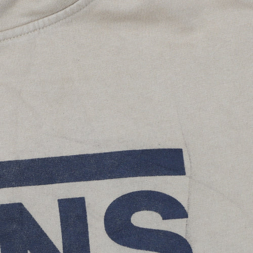 Vans Men’s Beige M Pullover Hoodie Logo Graphic Print Fleece