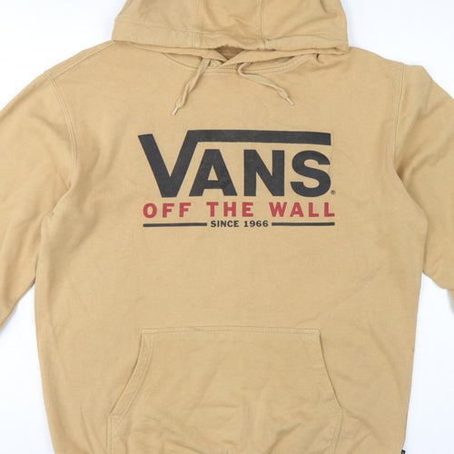 Vans Men’s Beige M Pullover Hoodie Logo Graphic Print Fleece