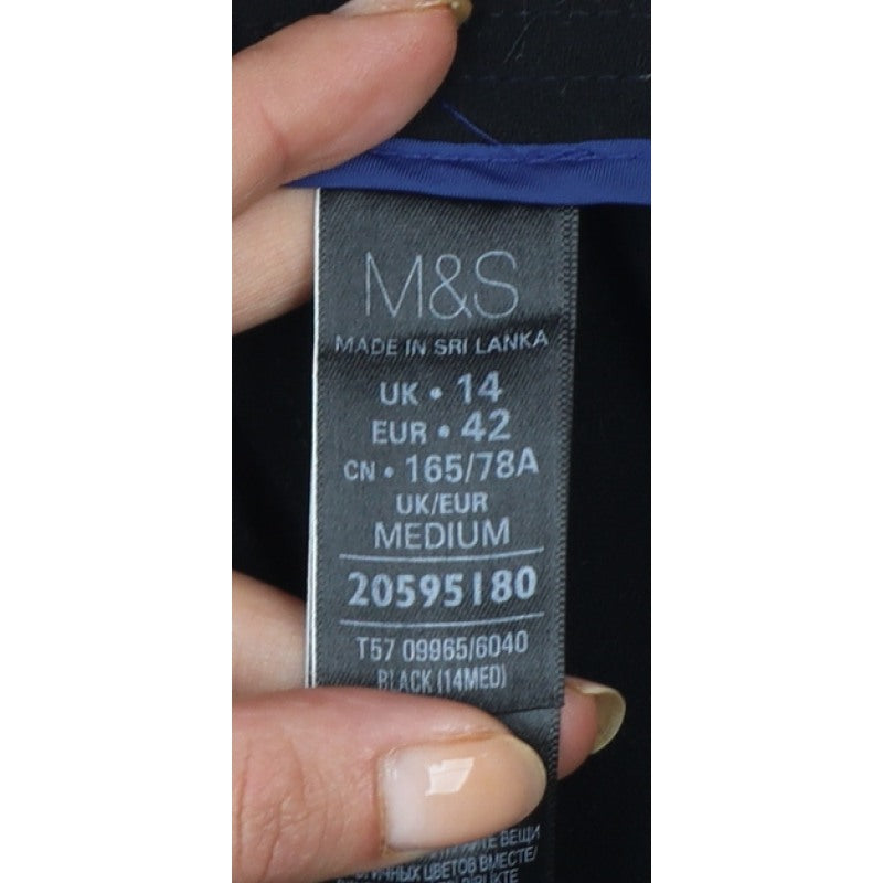 Marks and Spencer Women Black UK 14 Tapered Tailored Dress Trousers