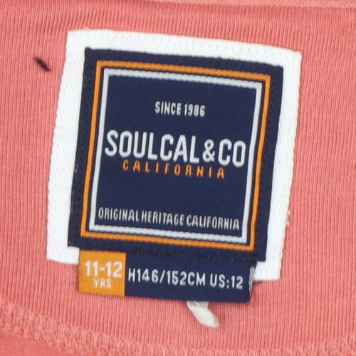 SoulCal & Co Boys Pink 11-12 Years Full Zip Hooded Hoodie Logo