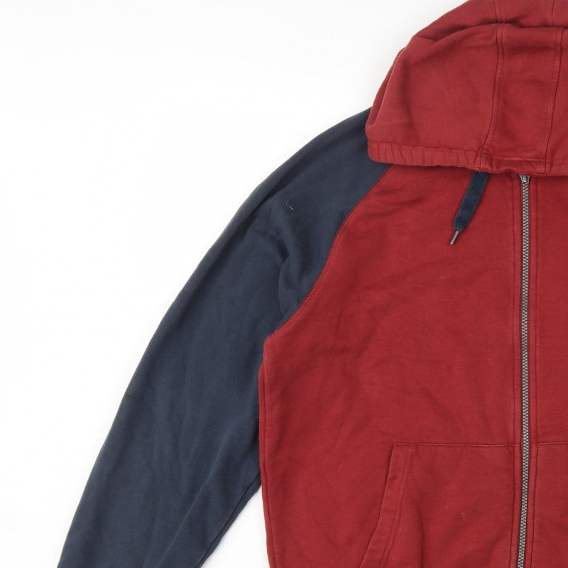 Penguin Mens Red Blue XL Full Zip Hooded Fleece Hoodie Logo