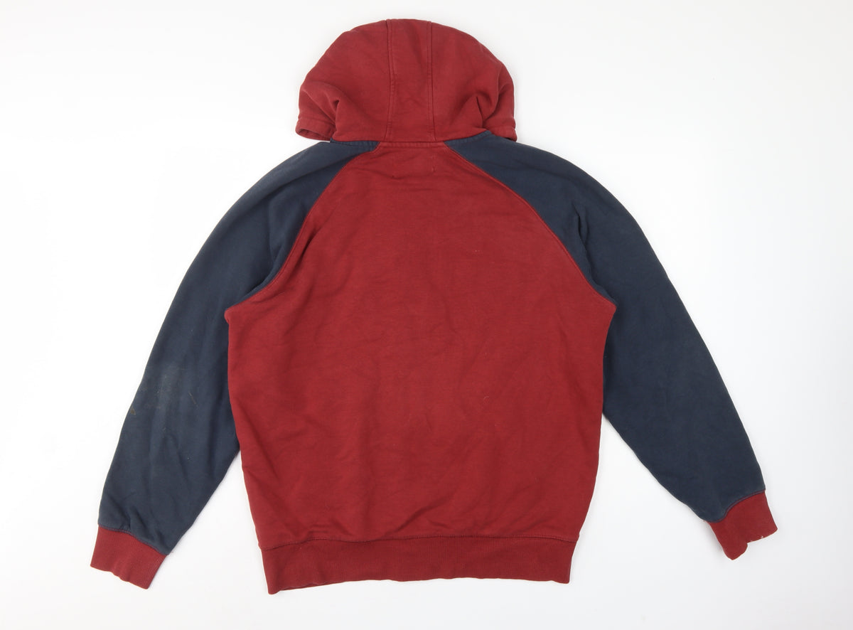 Penguin Mens Red Blue XL Full Zip Hooded Fleece Hoodie Logo