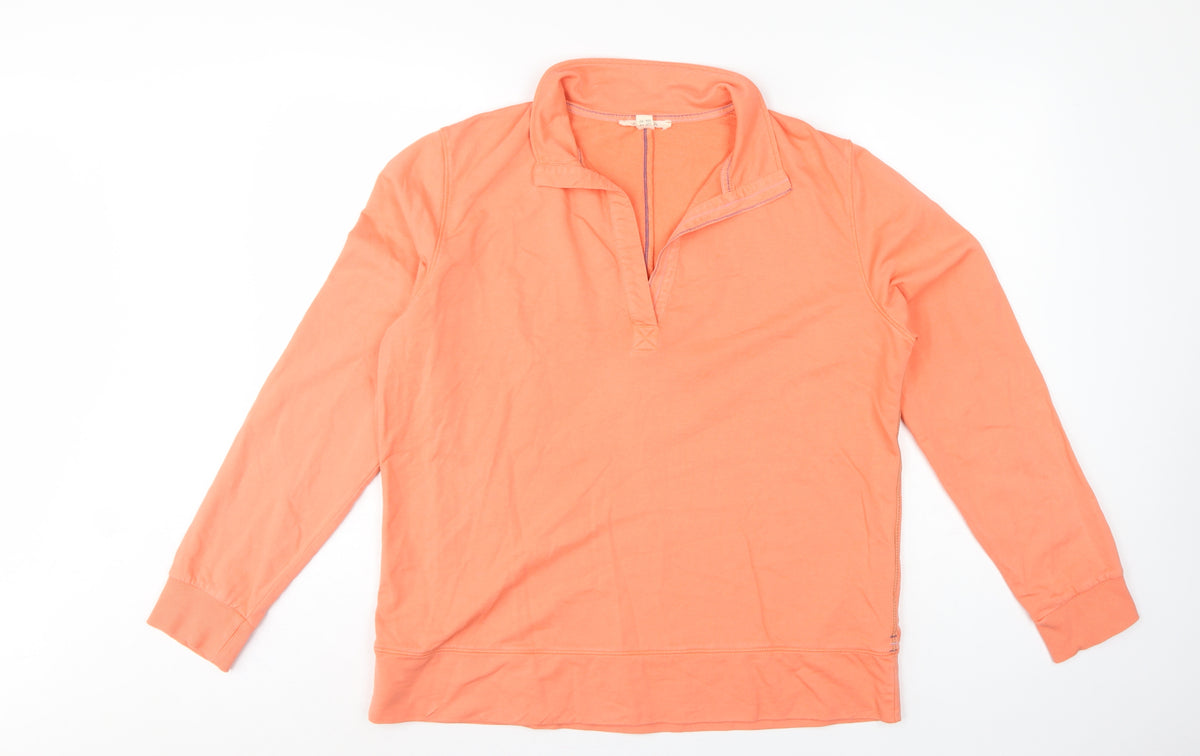Back view of White Stuff Women Orange UK 14 Pullover Quarter Zip Cotton Sweatshirt