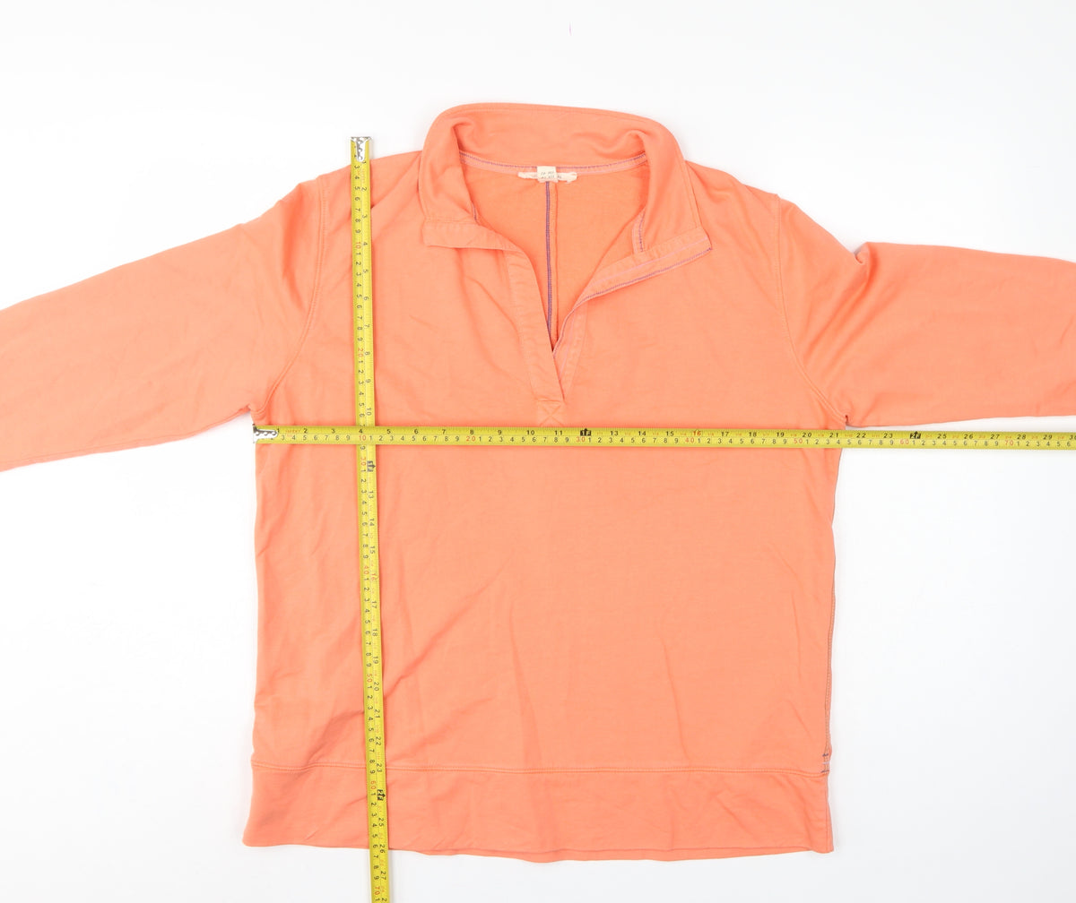Close-up detail of White Stuff Women Orange UK 14 Pullover Quarter Zip Cotton Sweatshirt