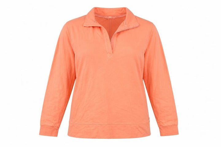 White Stuff Women Orange UK 14 Pullover Quarter Zip Cotton Sweatshirt