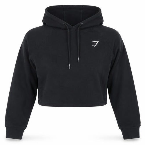 Gymshark Women Black L Pullover Hoodie Logo Raglan Gym Training