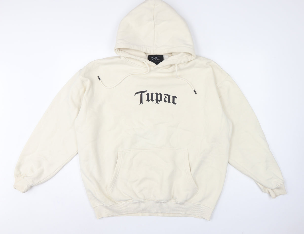 Back view of Pull&Bear Women Ivory M 2Pac Graphic Print Pullover Hoodie