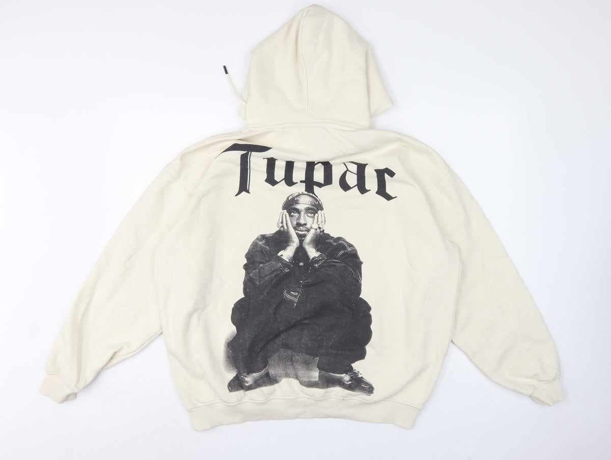 Brand and care label for Pull&Bear Women Ivory M 2Pac Graphic Print Pullover Hoodie