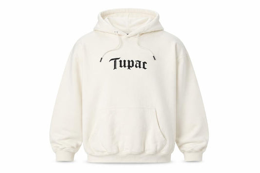 Front view of Pull&Bear Women Ivory M 2Pac Graphic Print Pullover Hoodie