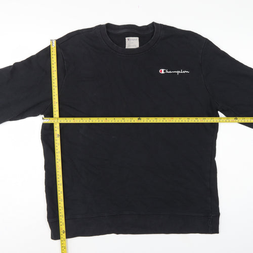 Champion Men Black L Crew Neck Pullover Sweatshirt Embroidered Logo
