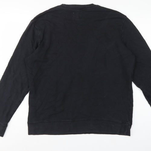 Champion Men Black L Crew Neck Pullover Sweatshirt Embroidered Logo