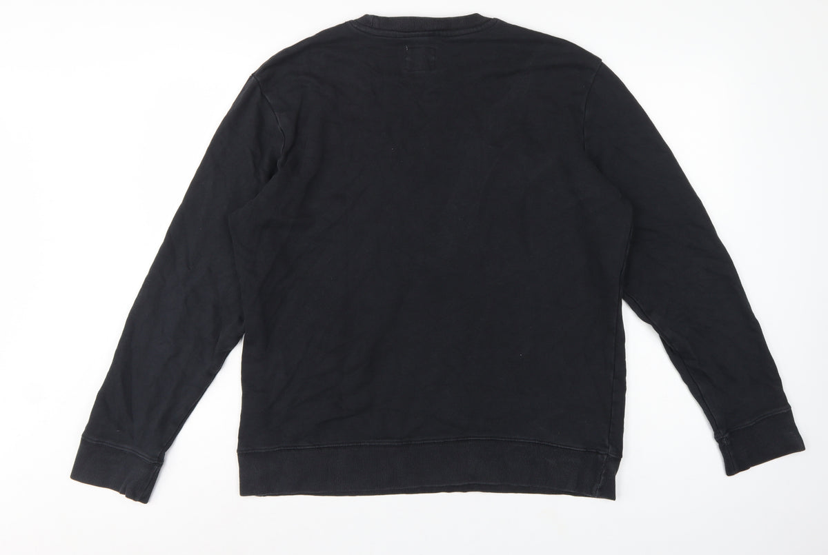 Champion Men Black L Crew Neck Pullover Sweatshirt Embroidered Logo