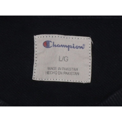 Champion Men Black L Crew Neck Pullover Sweatshirt Embroidered Logo