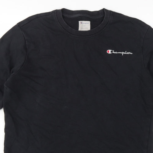 Champion Men Black L Crew Neck Pullover Sweatshirt Embroidered Logo