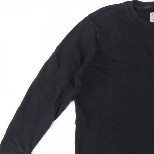 Champion Men Black L Crew Neck Pullover Sweatshirt Embroidered Logo