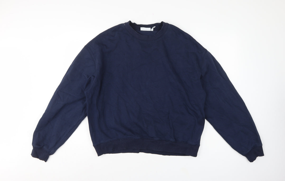 Back view of Weekday Women’s Navy Blue M Pullover Crew Neck Raglan Sweatshirt