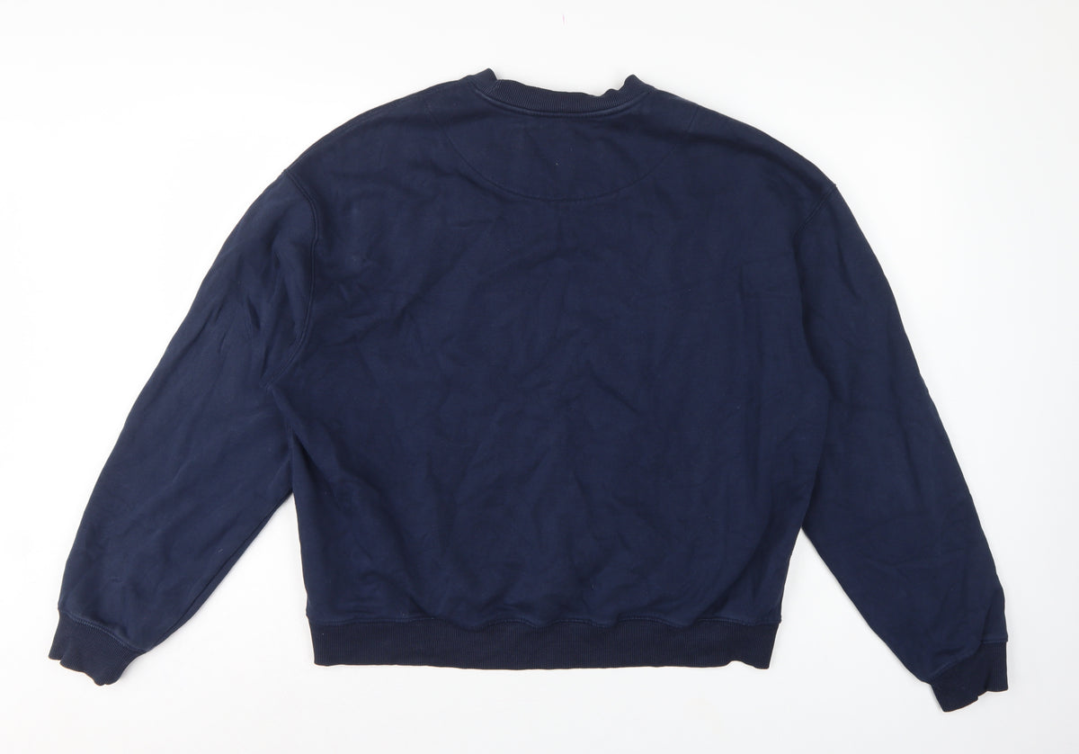 Brand and care label for Weekday Women’s Navy Blue M Pullover Crew Neck Raglan Sweatshirt