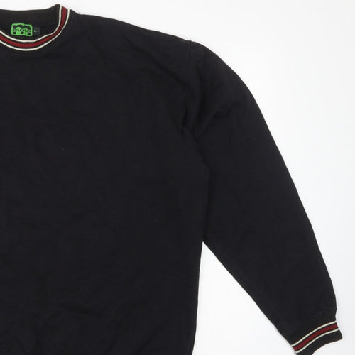 MOTO Men’s Black L Pullover Crew Neck Sweatshirt Striped Trim