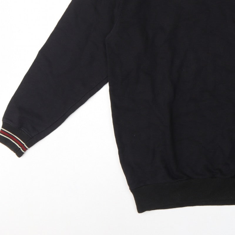 MOTO Men’s Black L Pullover Crew Neck Sweatshirt Striped Trim
