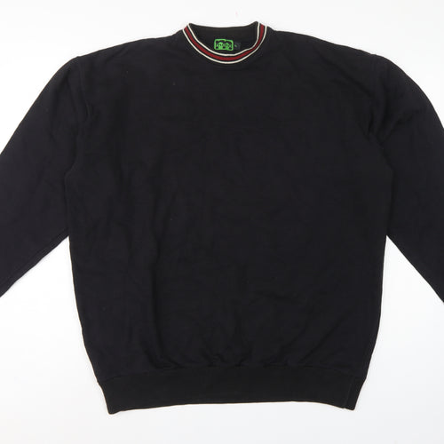 MOTO Men’s Black L Pullover Crew Neck Sweatshirt Striped Trim