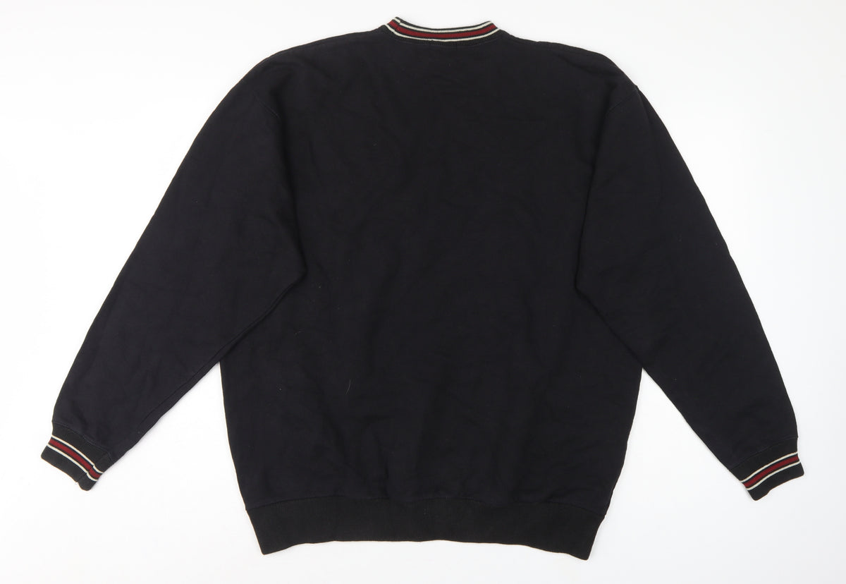 MOTO Men’s Black L Pullover Crew Neck Sweatshirt Striped Trim