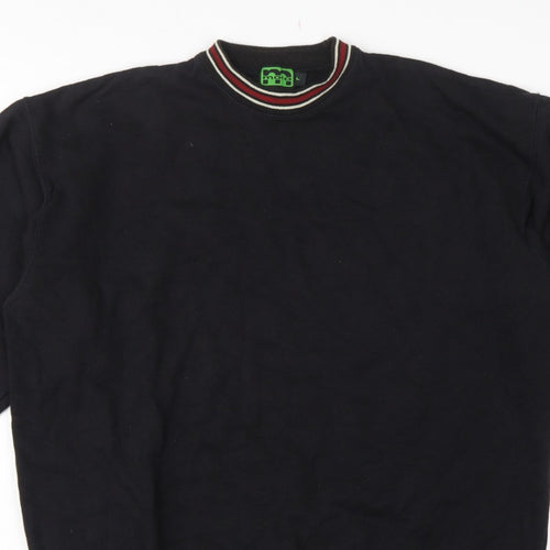 MOTO Men’s Black L Pullover Crew Neck Sweatshirt Striped Trim