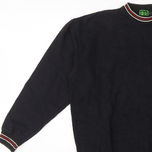 MOTO Men’s Black L Pullover Crew Neck Sweatshirt Striped Trim