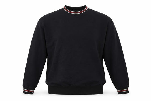 MOTO Men’s Black L Pullover Crew Neck Sweatshirt Striped Trim