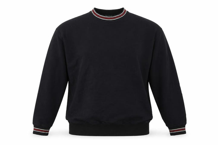 MOTO Men’s Black L Pullover Crew Neck Sweatshirt Striped Trim
