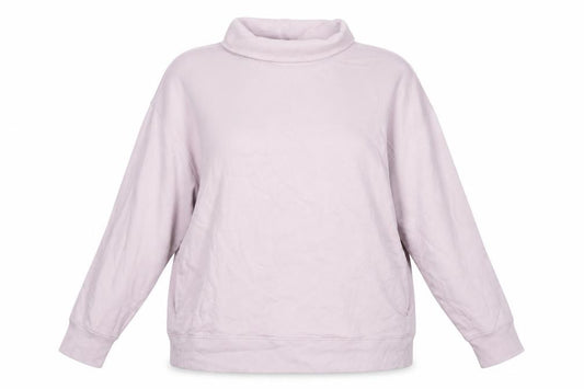 Front view of GAP Women Pink XL Oversized Cowl Neck Pullover Sweatshirt Pockets