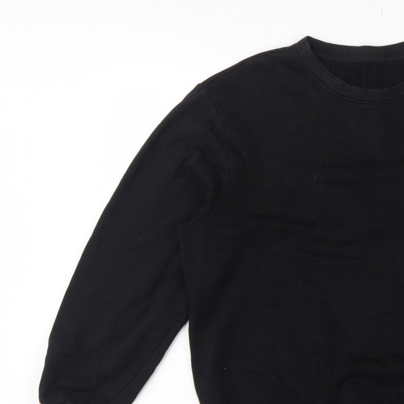 H&M Men Black L Relaxed Fit Crew Neck Pullover Sweatshirt