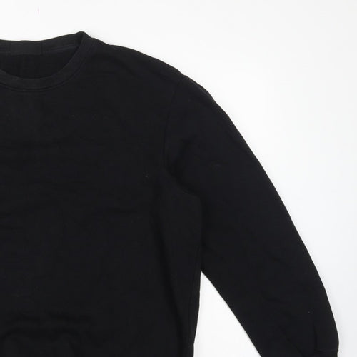 H&M Men Black L Relaxed Fit Crew Neck Pullover Sweatshirt