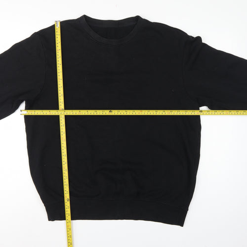 H&M Men Black L Relaxed Fit Crew Neck Pullover Sweatshirt