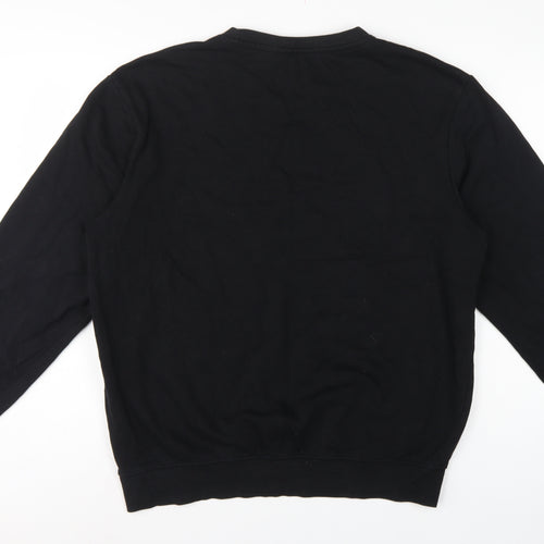 H&M Men Black L Relaxed Fit Crew Neck Pullover Sweatshirt