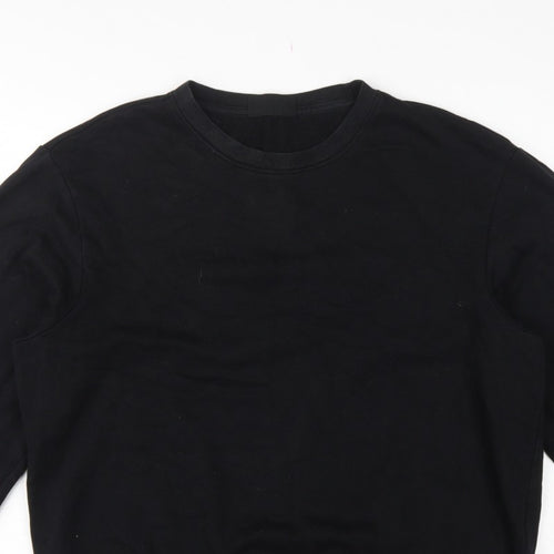H&M Men Black L Relaxed Fit Crew Neck Pullover Sweatshirt