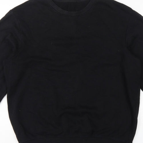 H&M Men Black L Relaxed Fit Crew Neck Pullover Sweatshirt