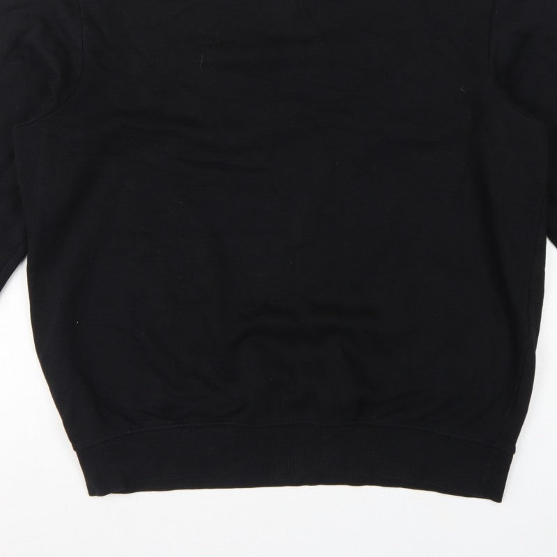 H&M Men Black L Relaxed Fit Crew Neck Pullover Sweatshirt