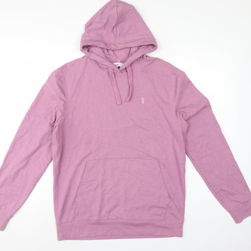 Next Men’s Pink M Pullover Hoodie Logo Cotton Blend Pockets