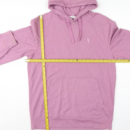 Next Men’s Pink M Pullover Hoodie Logo Cotton Blend Pockets