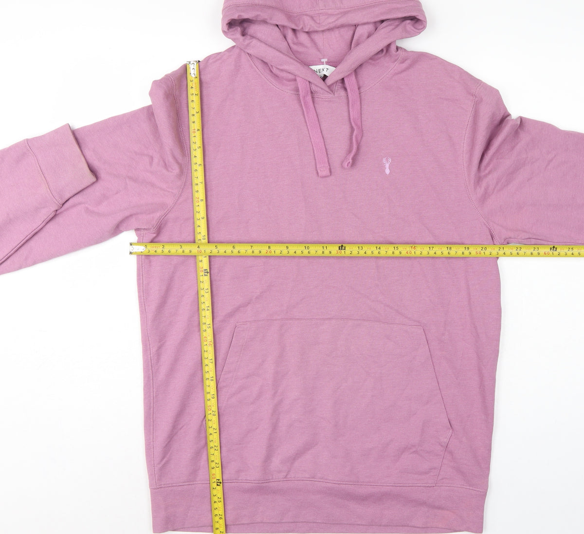 Next Men’s Pink M Pullover Hoodie Logo Cotton Blend Pockets