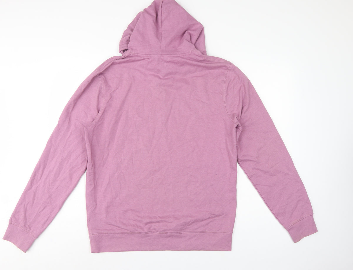 Next Men’s Pink M Pullover Hoodie Logo Cotton Blend Pockets