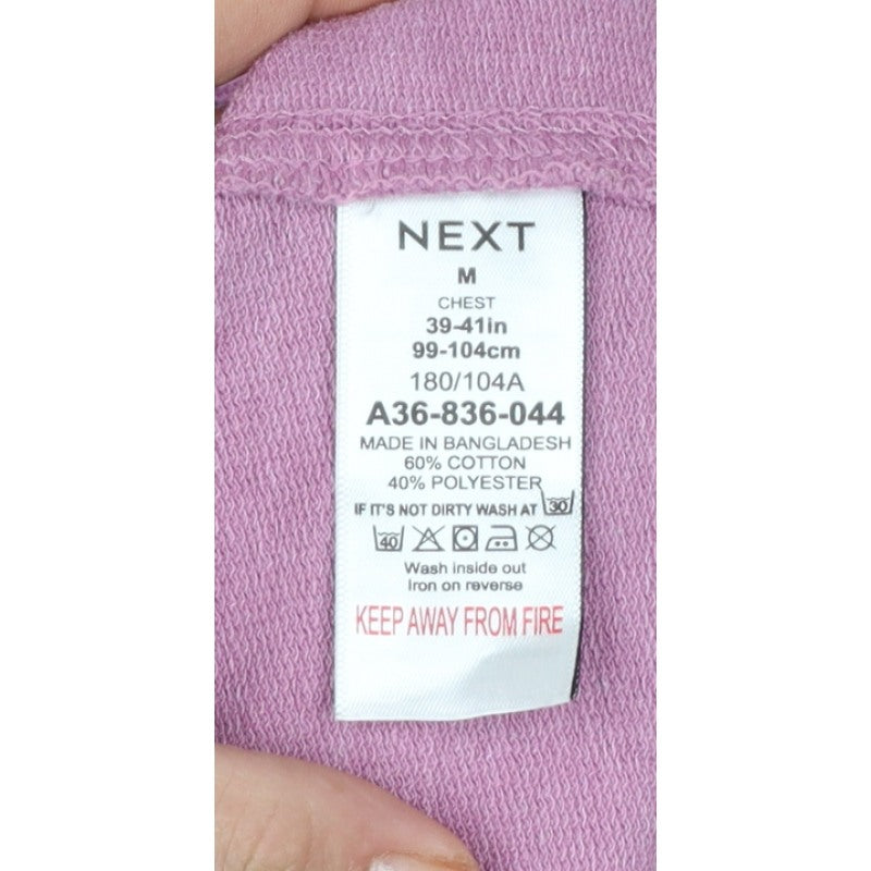 Next Men’s Pink M Pullover Hoodie Logo Cotton Blend Pockets