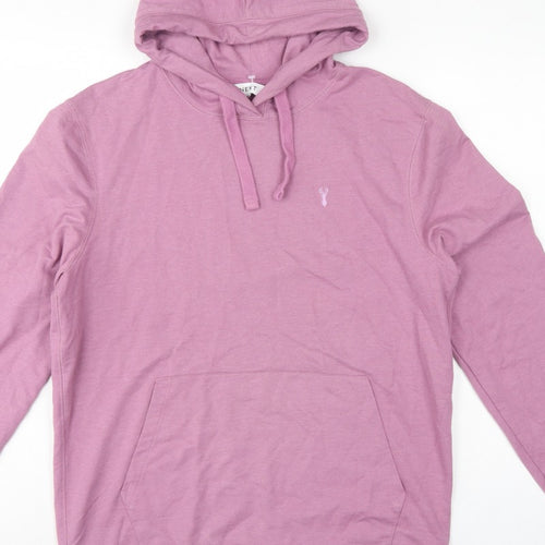Next Men’s Pink M Pullover Hoodie Logo Cotton Blend Pockets