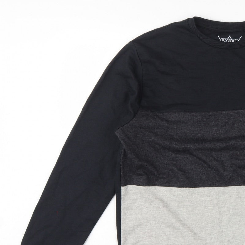 Additional view of ASTRUCT Men’s Black Grey Colour Block Pocket Crew Neck Sweatshirt L